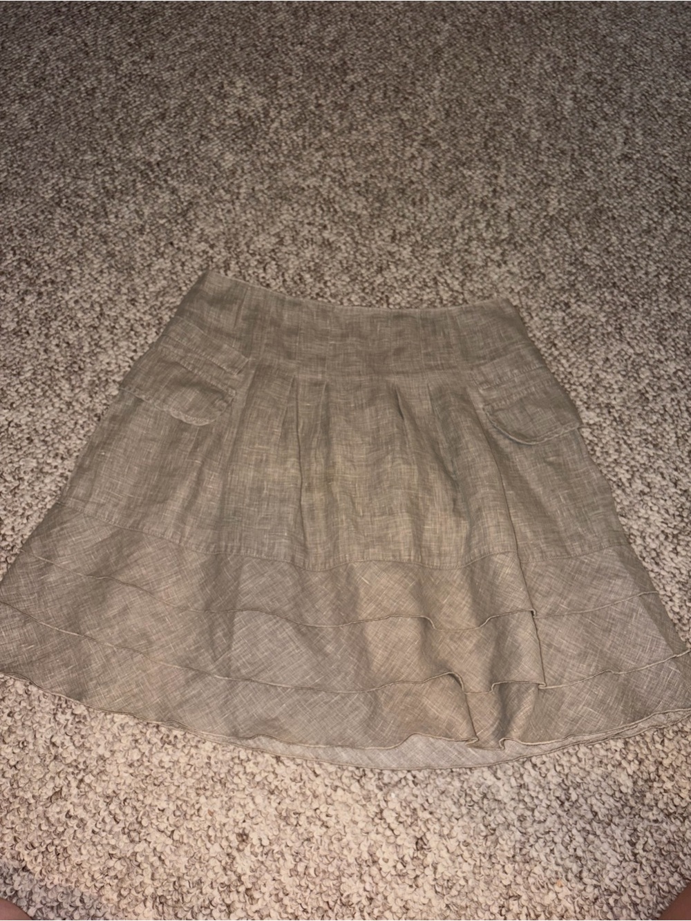 Nanette Lepore Taupe A-Line Linen-Blend Skirt
